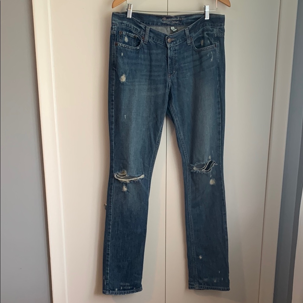 Abercrombie & Fitch Erin Mid Rise Semi Destroyed Slim Fit Jeans Size 10 Long